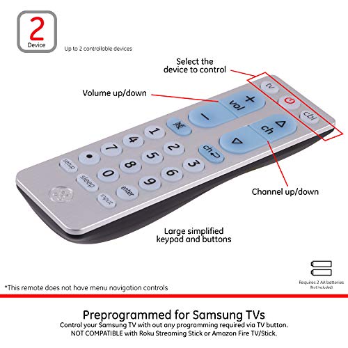 Universal Remote Control for Smart TVs, Silver D89184