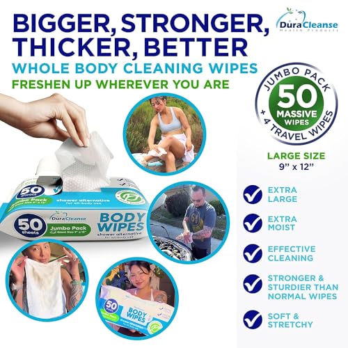 Body Wipes for Adults No Rinse, 2 Pack, Extra Thick Disposable Washcloths W883