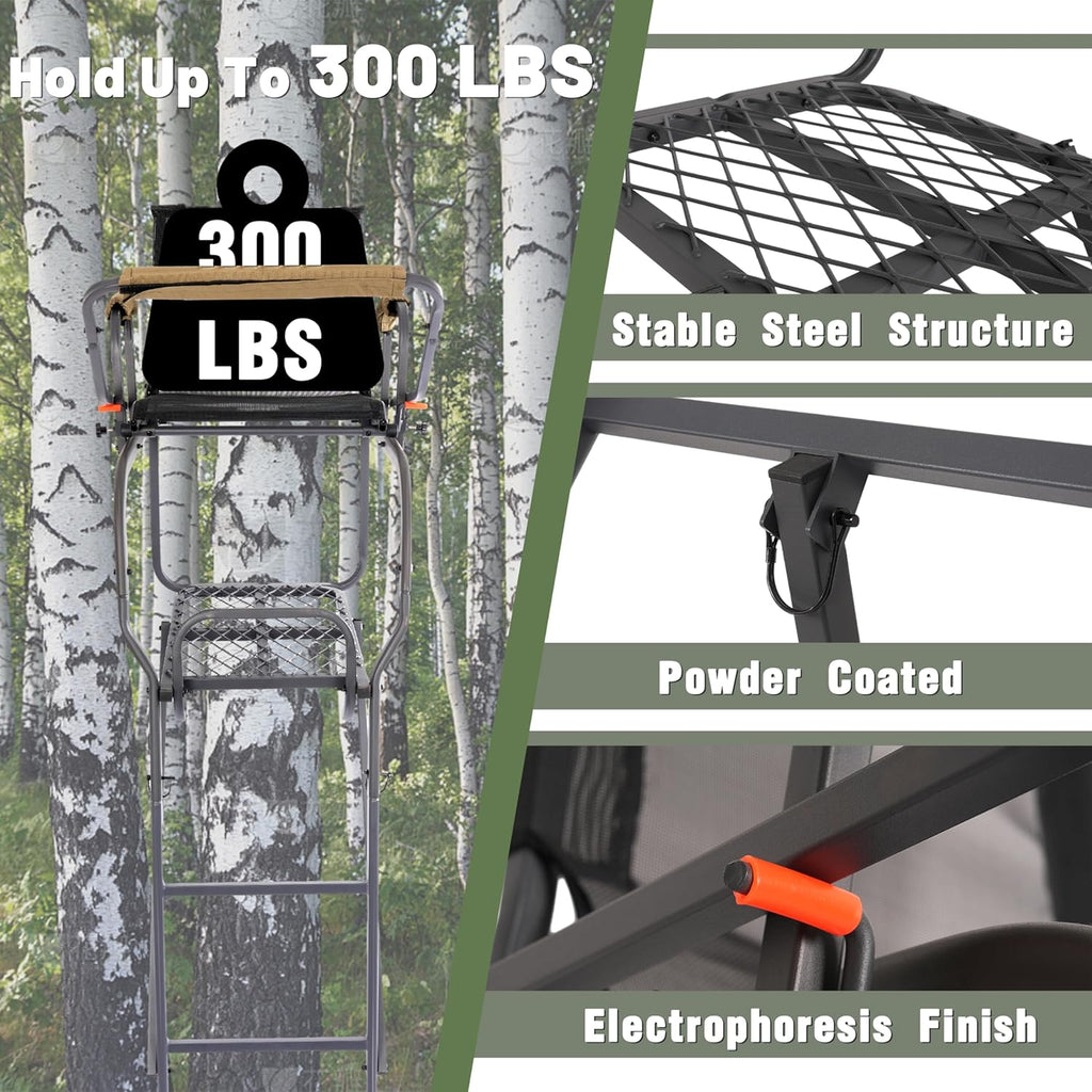 Ladder Tree Stand for Hunting with Mesh Seat Steel Z40000