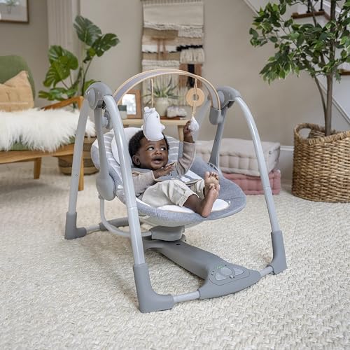 2-in-1 Portable Baby Swing & Infant Seat with Vibrations and Nature Sounds T7354