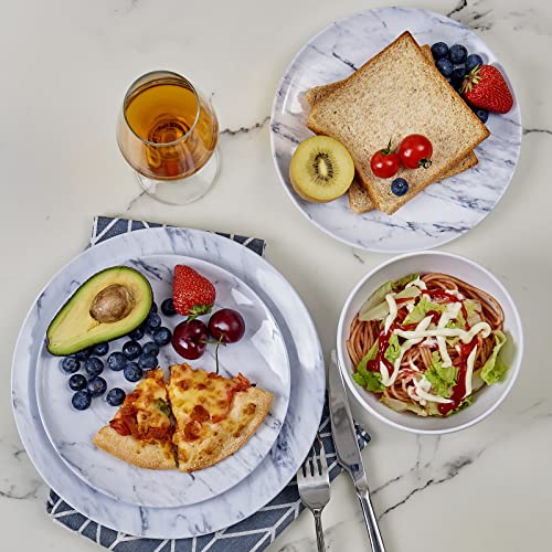 12-Piece Dinnerware Set, Melamine Bowls and Plates, Lightweight for 4, Avocado Green R46798