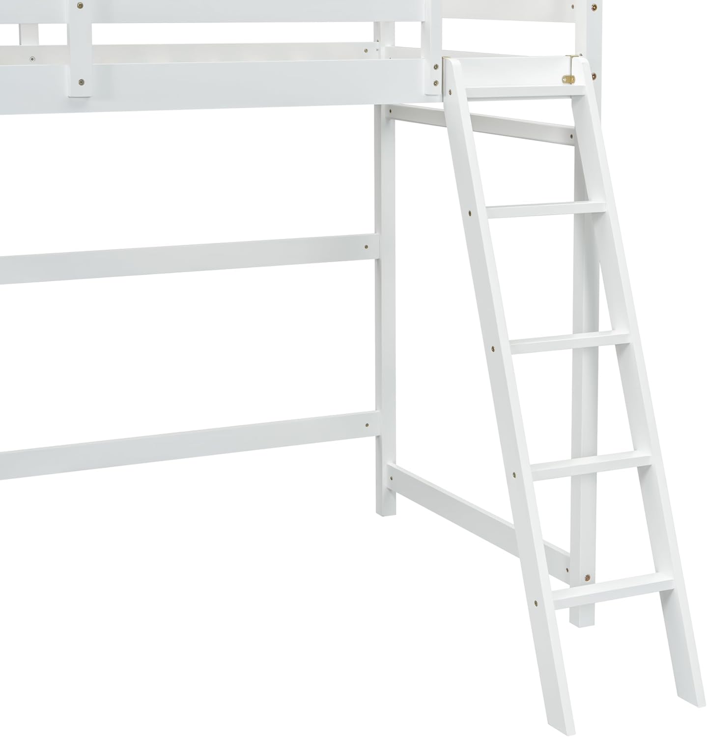 High Loft Bed with Ladder and Safety Guardrail for Kids Teens, White D580