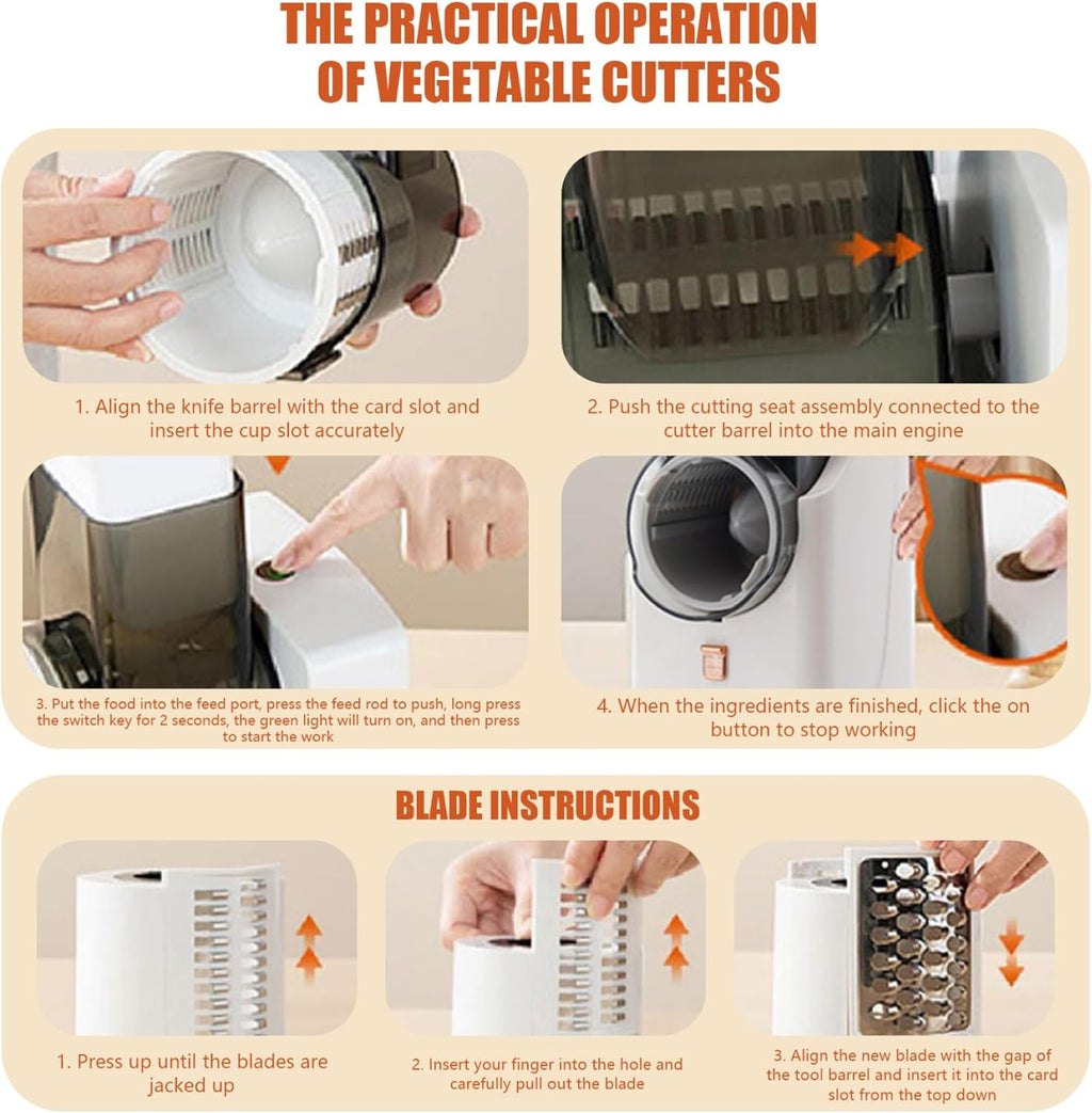 Electric Cheese Grater with 6 Blades, Vegetable Shredder for Kitchen Q650