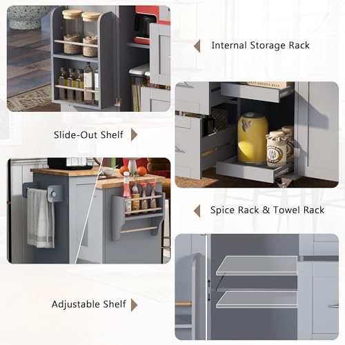 Kitchen Island with Storage, Rolling Drop Leaf Design, White P83022