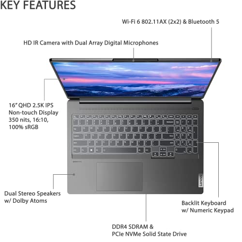 16" QHD 2.5K IPS Laptop, Intel Core i5, 8GB RAM, 512GB SSD, Windows 11 J315166