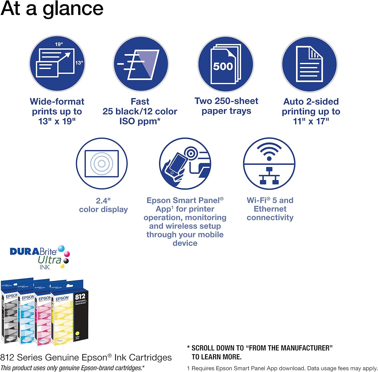 Wireless All-in-One Supertank Printer with Scanner, Wide-Format Printing up to 13" x 19" F550