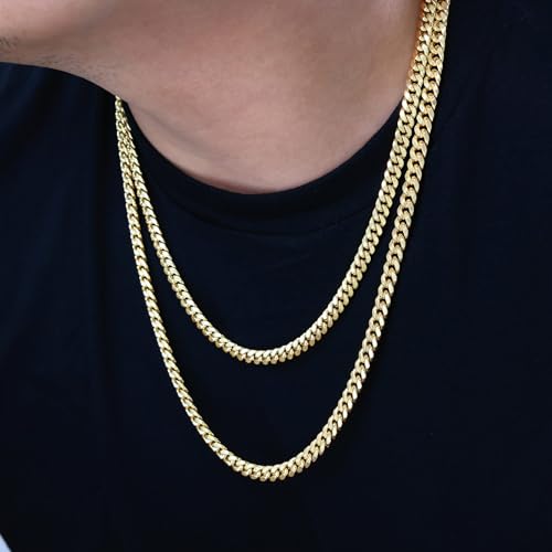 14k Yellow Gold 6.5mm Miami Cuban Link Chain Pendant Necklace A4474