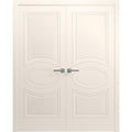 Interior Solid French Double Doors 48 x 84 inches/Mela 7001 Painted Creamy/Wood Interior Solid Panel Frame/Closet Bedroom Modern Doors