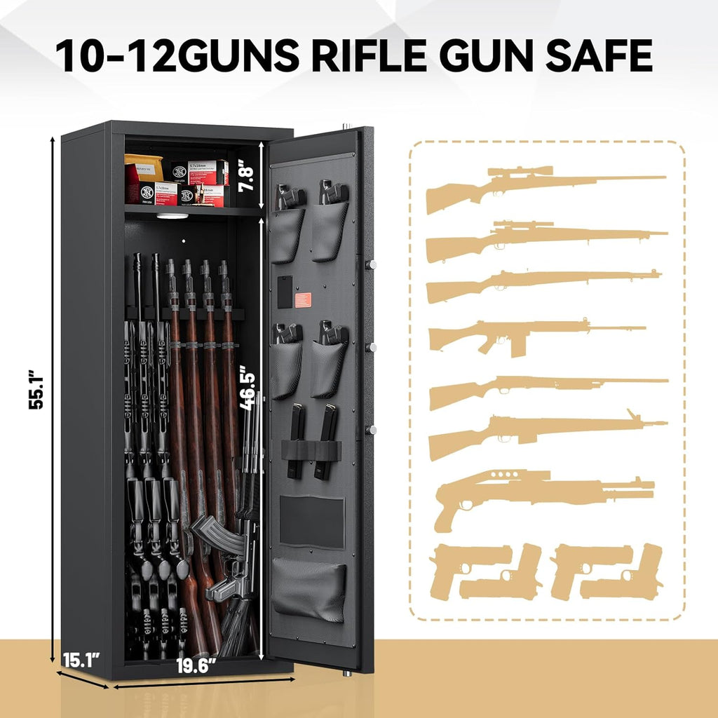 Gun Safe for Rifles and Pistols with Adjustable Pistol Rack J168533