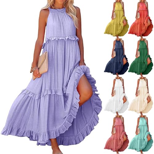 Casual V Neck Maxi Dress for Women Summer Sundress P5804