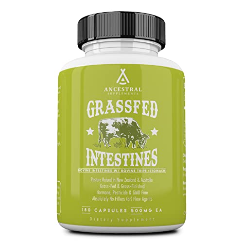 Ancestral Supplements Grass Fed Beef Living Collagen Nutritional Powder Supplement, 3000mg, Promotes Healthier, Younger Looking Skin, Hair, Nails and Joints, Type II, 180 Capsules