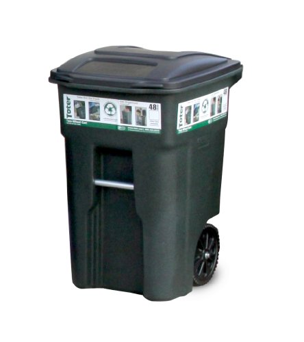 Toter 79232-R1209 32 Gallon Blackstone Trash Can with Wheels and Attached Lid