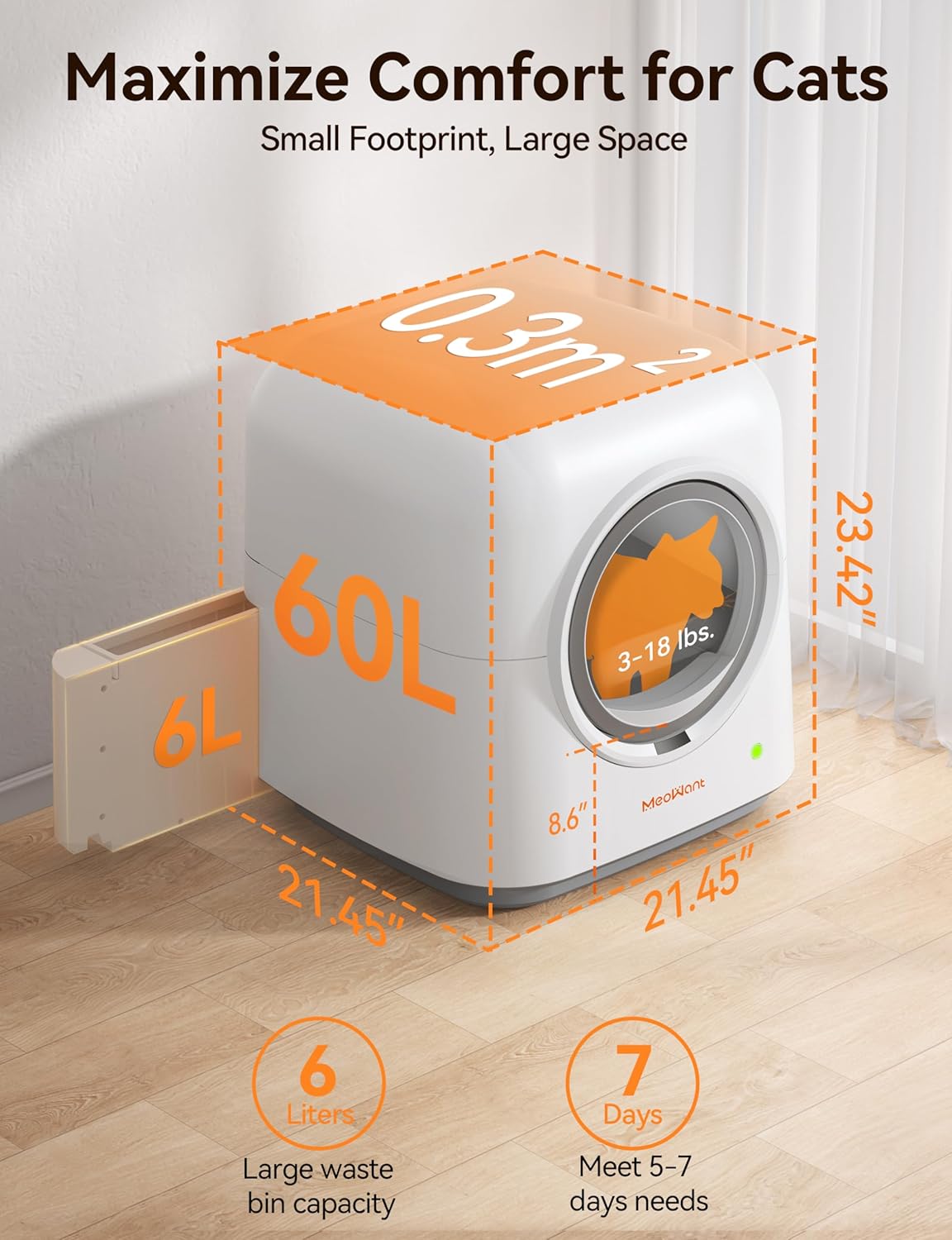 Self-Cleaning Automatic Cat Litter Box for Multi Cats with Odor Removal K9086