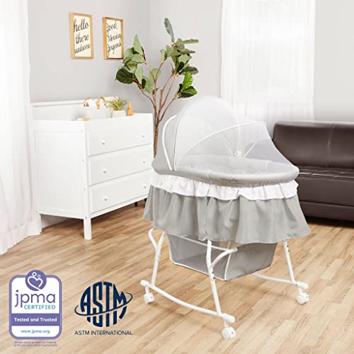 Portable 2-in-1 Bassinet & Cradle with Storage Basket, Adjustable Canopy W937