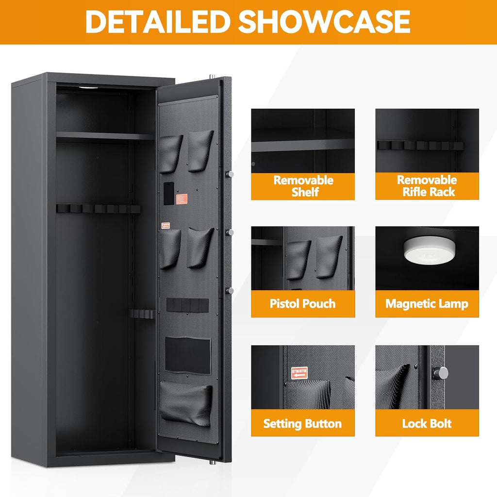 Large Gun Safe for Rifles and Pistols with Removable Shelf A188357