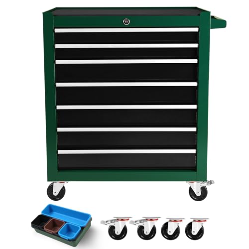 Rolling Tool Chest with Wheels, 5 Drawers, Blue & Grey F282