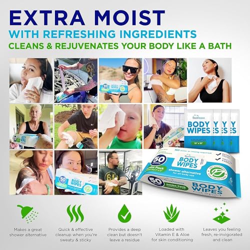 Body Wipes for Adults No Rinse, 2 Pack, Extra Thick Disposable Washcloths W883