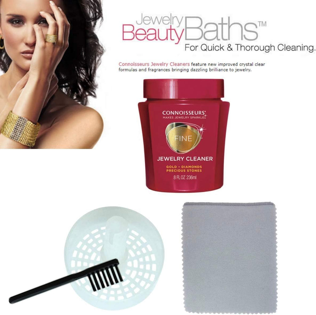 Jewelry Cleaner for Diamond, Platinum & Precious Stones with Polishing Cloth, Basket and Brush, Pack of 2 Y675423
