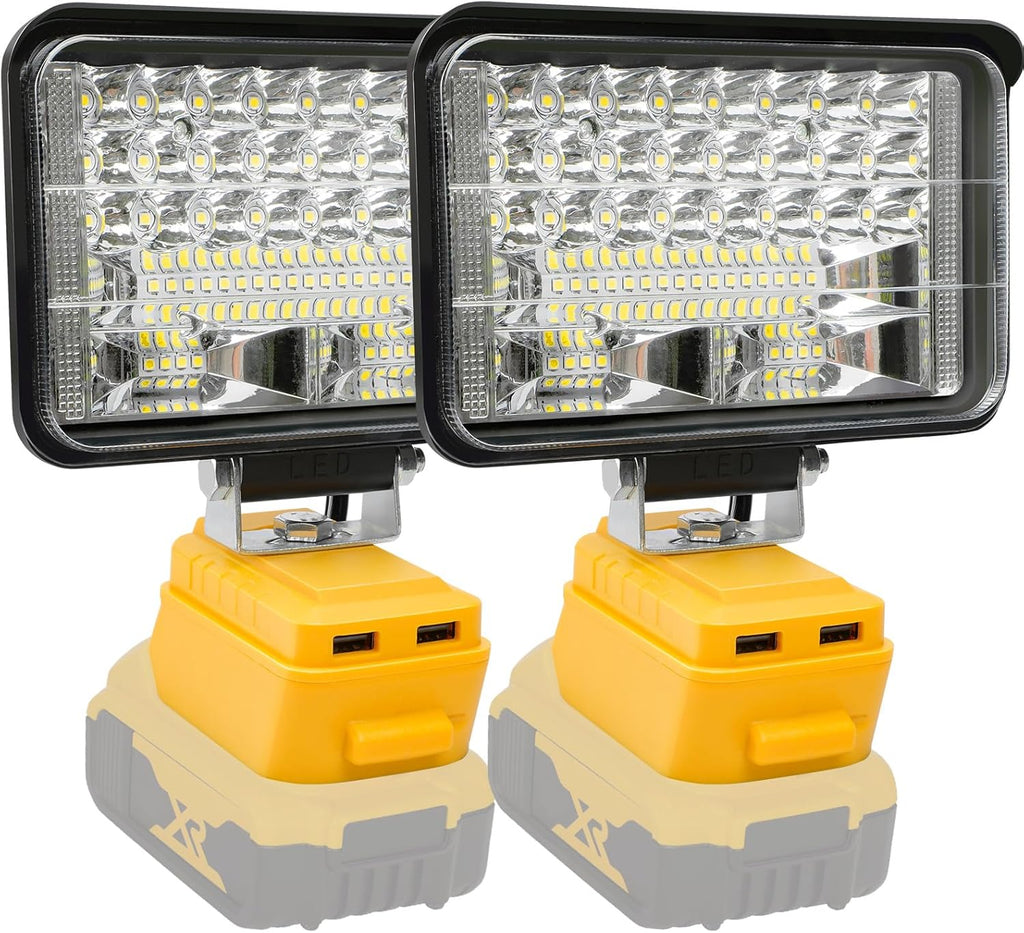 [2 Packs] Cordless 20V Max LED Work Light for Dewalt 20v Battery, LED Flood Light, Battery Light with Dual Charging Port LED Light for Outdoors and Job Site Lighting