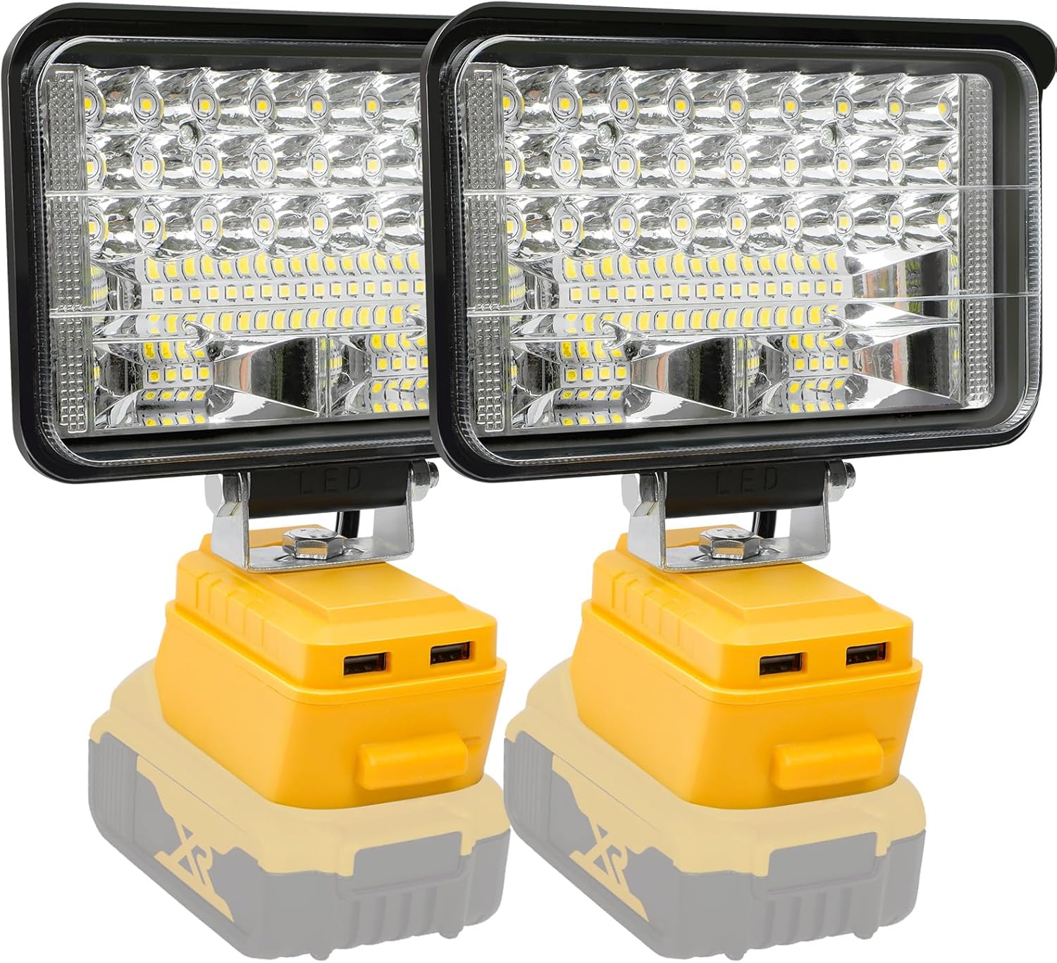 [2 Packs] Cordless 20V Max LED Work Light for Dewalt 20v Battery, LED Flood Light, Battery Light with Dual Charging Port LED Light for Outdoors and Job Site Lighting