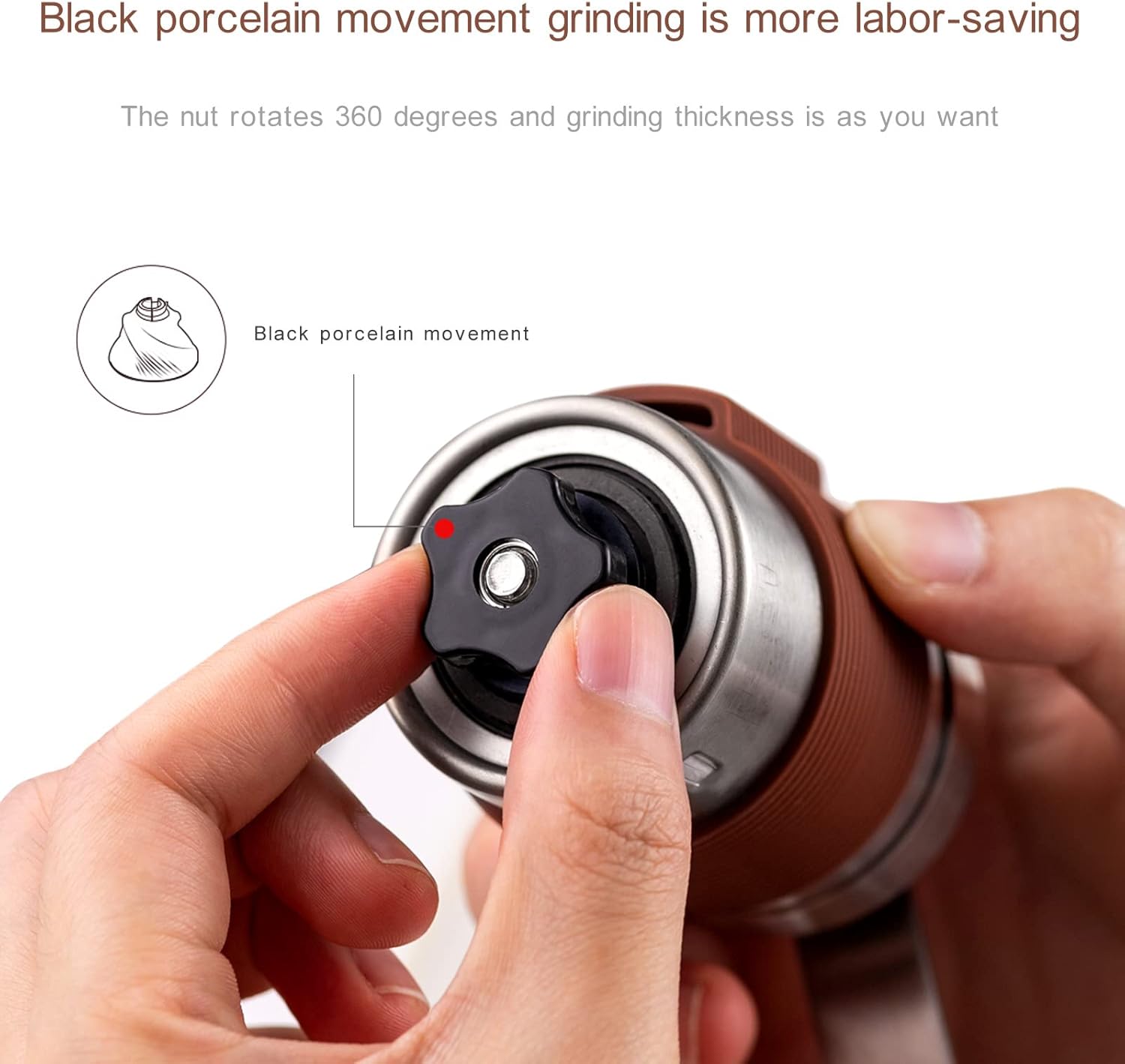 Manual Coffee Grinder, Portable, Adjustable, Stainless Steel X72848