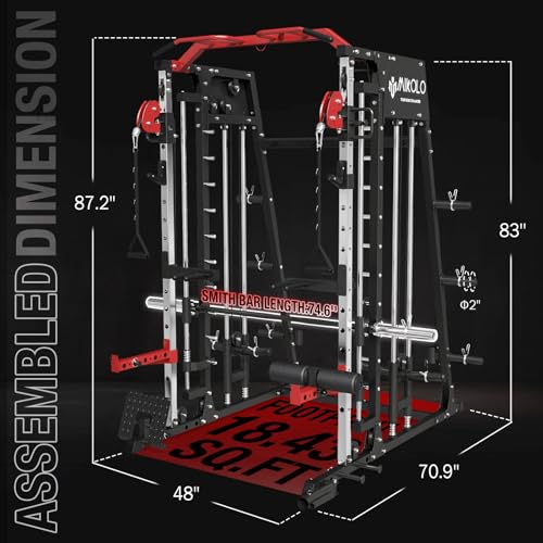 Smith Machine Squat Rack with Lat Pull-Down and Cable Crossover G8346