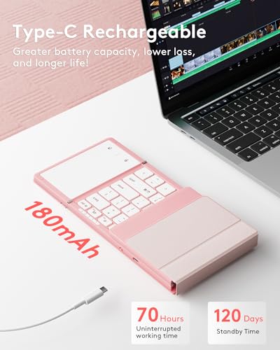 Foldable Bluetooth Keyboard with Touchpad, Wireless, Portable for Travel K828835