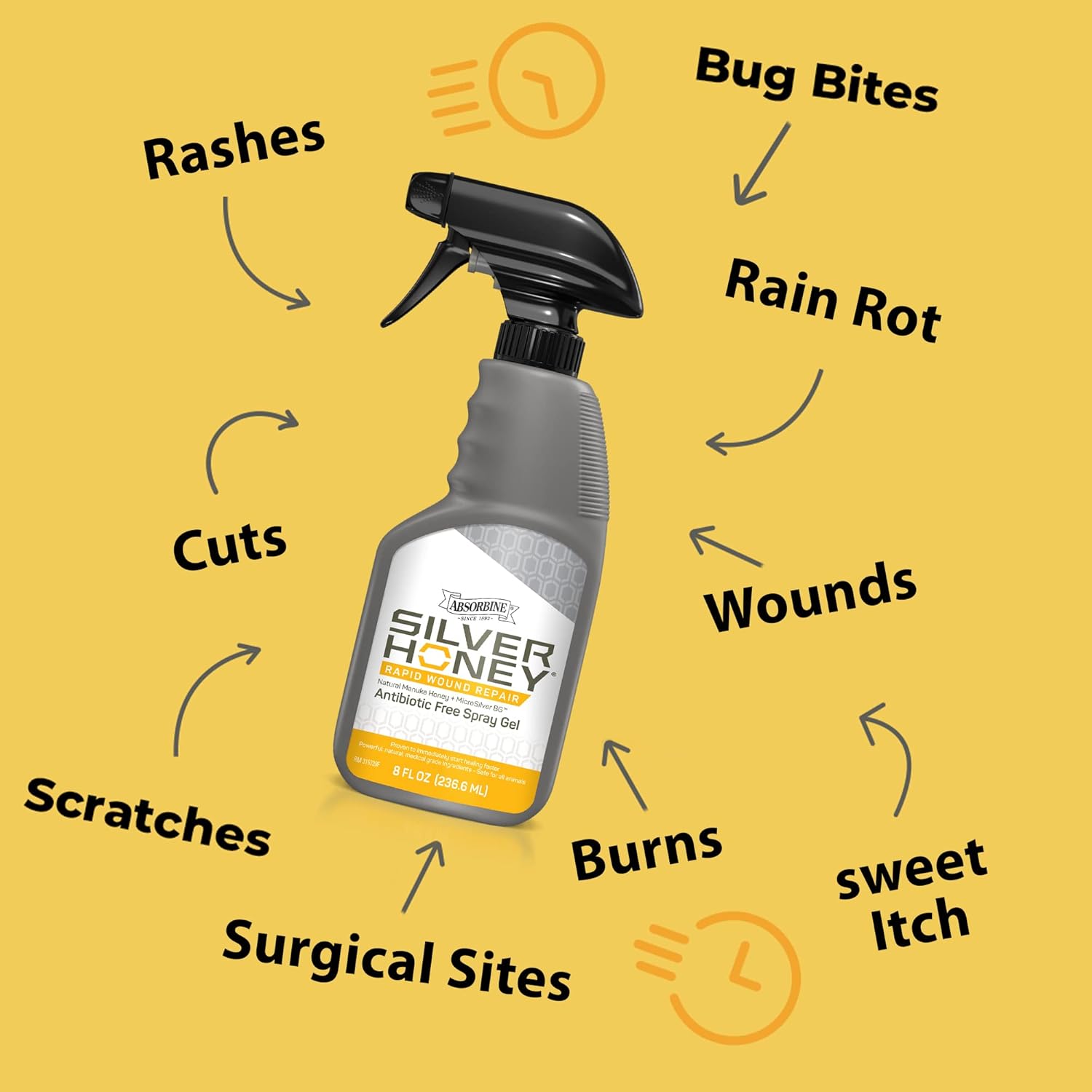Medical Grade Manuka Honey Wound Repair Spray Gel Twin Pack 8oz O85407