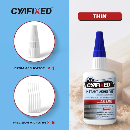 Cyanoacrylate Super Glue, Thin Viscosity for Woodworking, 1 oz. E26511