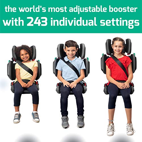 Foldable Highback Booster Car Seat, Adjustable Narrow, Slate Grey A633