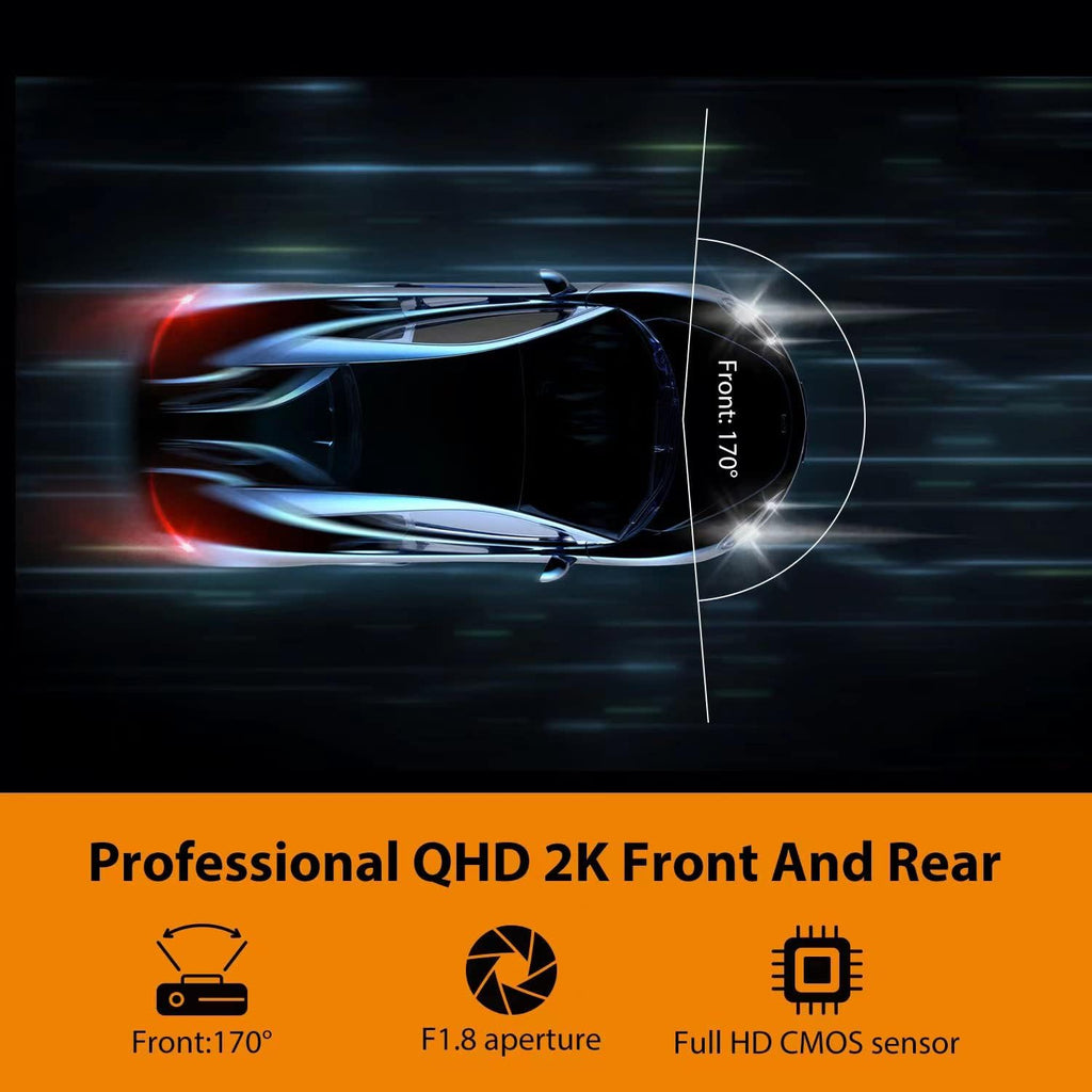 Dash Cam Front and Rear 2K 1440P with WiFi and Night Vision X11809