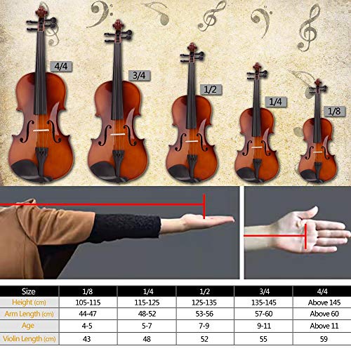 1/8 Acoustic Violin Set with Case, Bow & Rosin for Beginners X208826