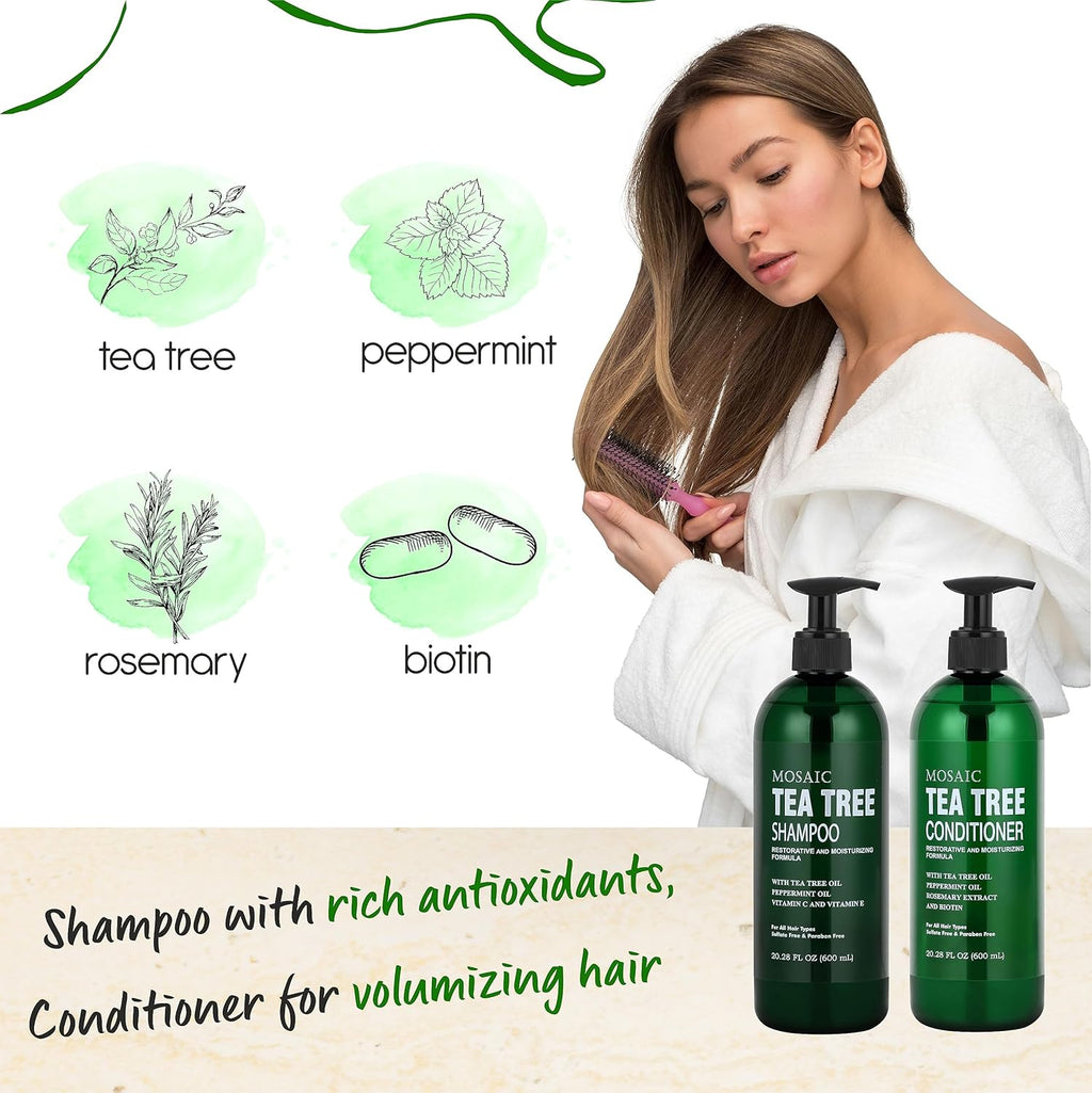 Tea Tree Shampoo and Conditioner Set for Hair Growth, Thinning Hair, Paraben & Sulfate Free W69059