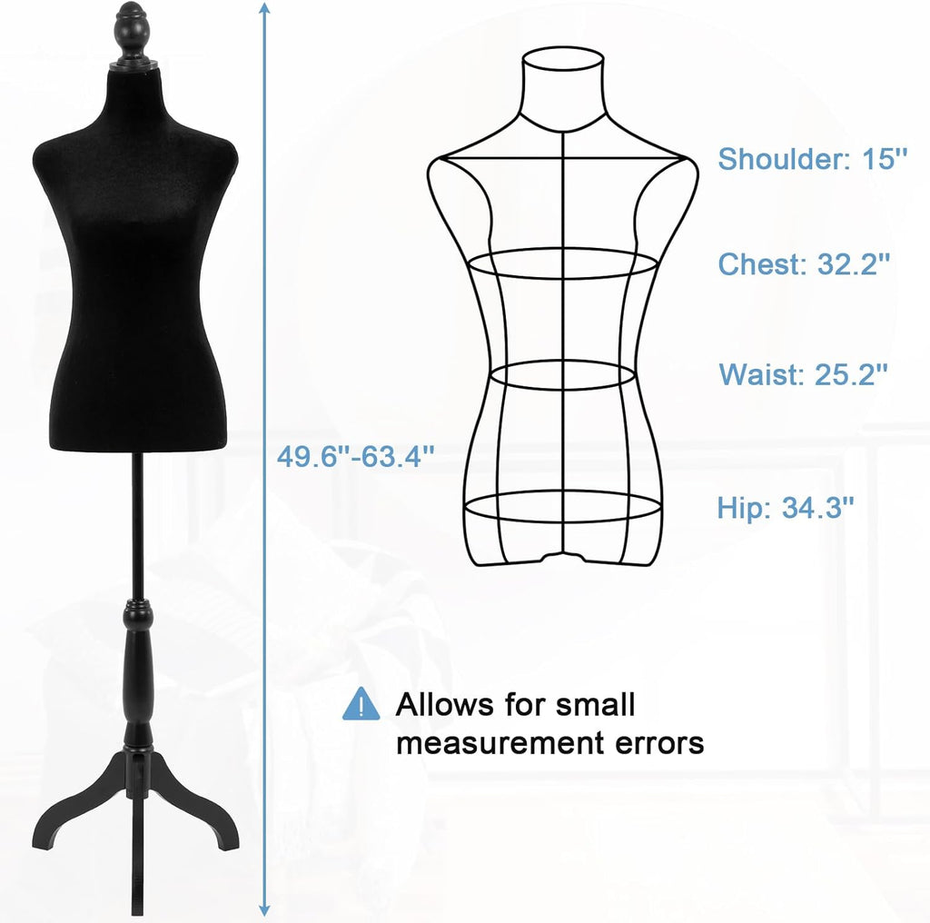 Adjustable Dress Form Mannequin with Tripod Stand for Display F8795