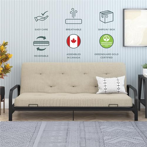 6-Inch Bonnell Coil Futon Mattress, Polyester Linen, Full, Dark Gray X2340