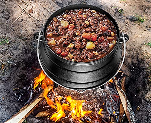 Pre-Seasoned Cast Iron Cauldron with Lid, 3 Legs, 10 Quarts U150