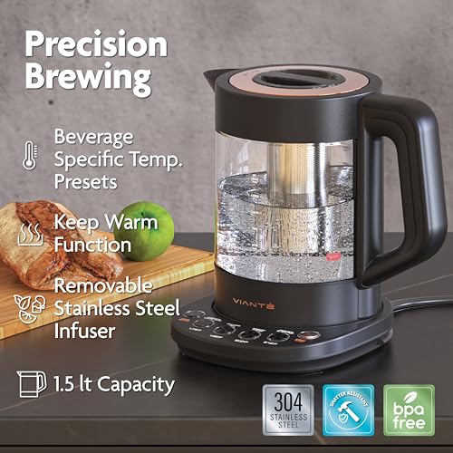 Electric Kettle with Tea Infuser, 1.5 Liters, Midnight Blue M18713