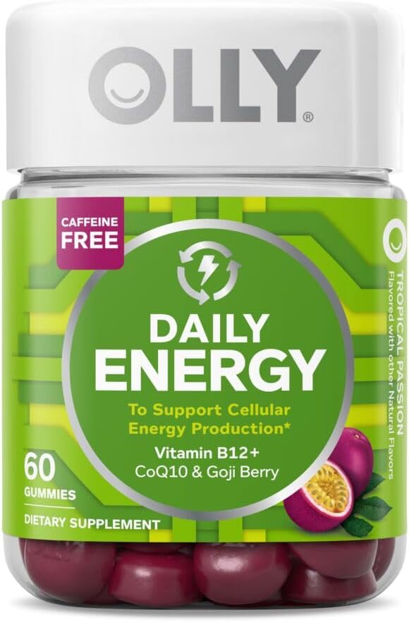 OLLY Laser Focus Gummy, Alpha GPC, B Vitamins, Berry Tangerine, 36 Count & Daily Energy Gummy, Vitamin B12, CoQ10, Goji Berry, Tropical, 60 Count