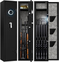 4-5 Rifle Gun Safe, Gun Cabinet for Home Rifle and Pistols with Upgraded Digital Keypad and LED Light, Quick Access Gun Safes & Cabinets with Removable Shelf and Rifle Racks