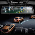 Dash Cam Dual Lens Touch 1080P Full HD Dashcam Car Camera Dashboard Camera 12" IPS Screen 170° Wide Angle Prevents Corner Rubbing During Reversing G-Sensor WDR Loop Recording Motion Detection