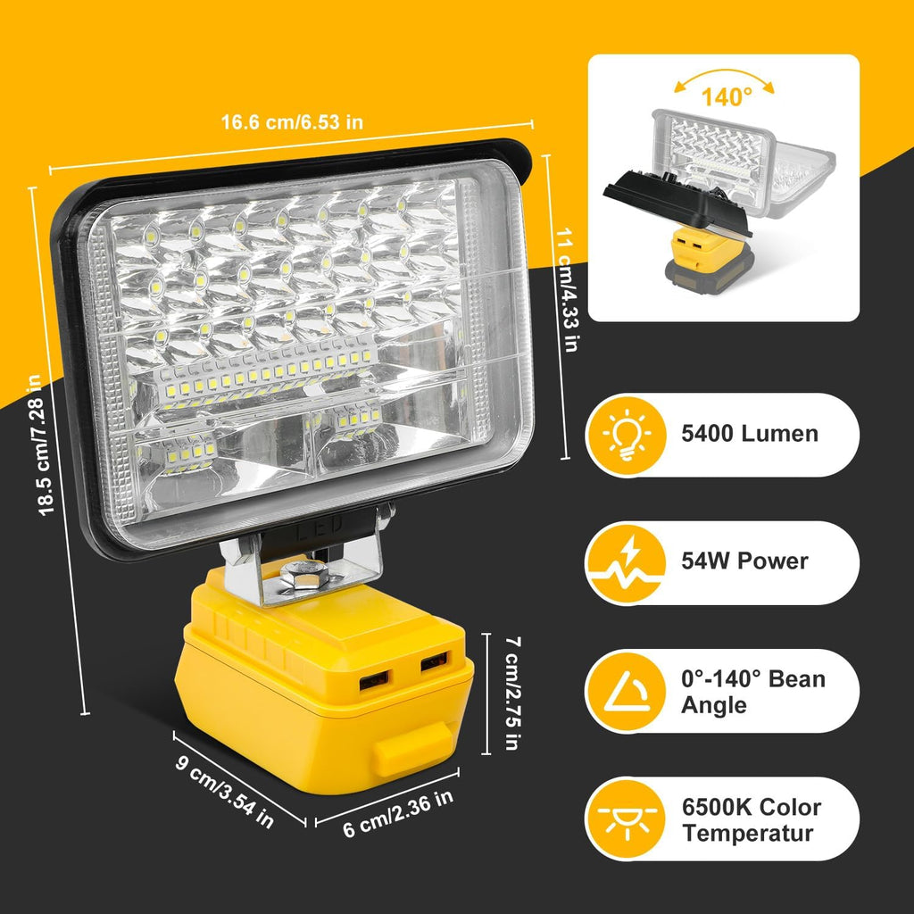 Cordless LED Work Light with Dual Charging Port for Job Site Lighting N465