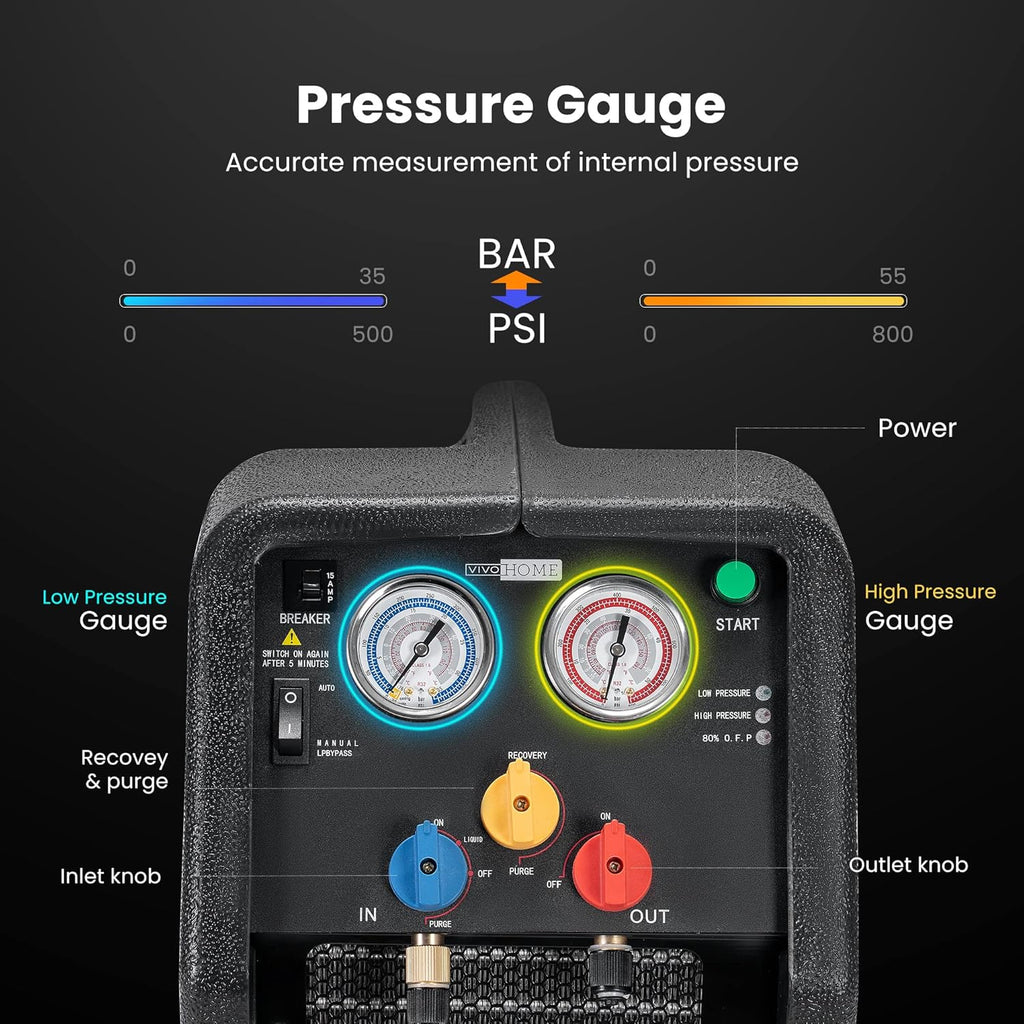 Portable Refrigerant Recovery Machine Dual Cylinder K781