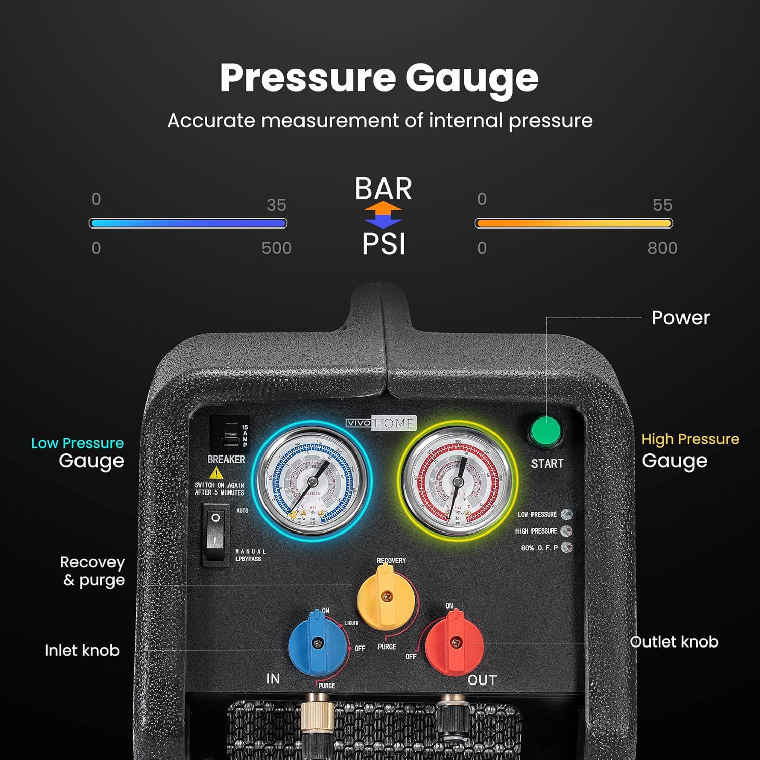 Portable Refrigerant Recovery Machine Dual Cylinder K781