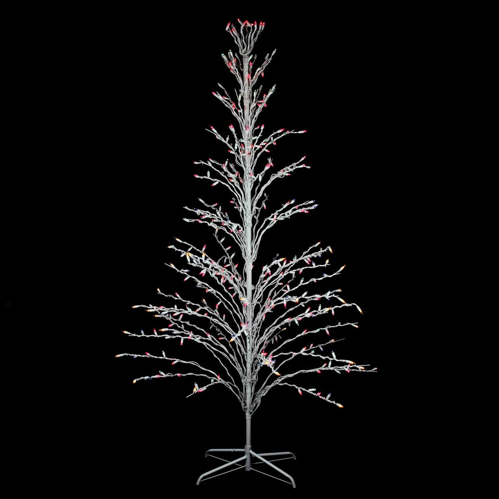 White Cascade Twig Tree Christmas Outdoor Decoration with Multi Lights D6034