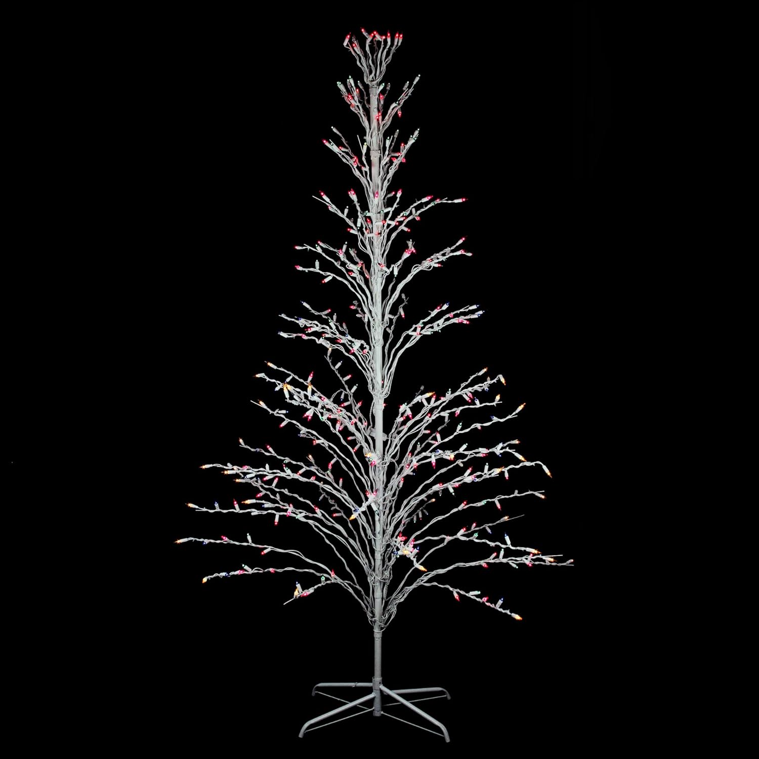 White Cascade Twig Tree Christmas Outdoor Decoration with Multi Lights D6034