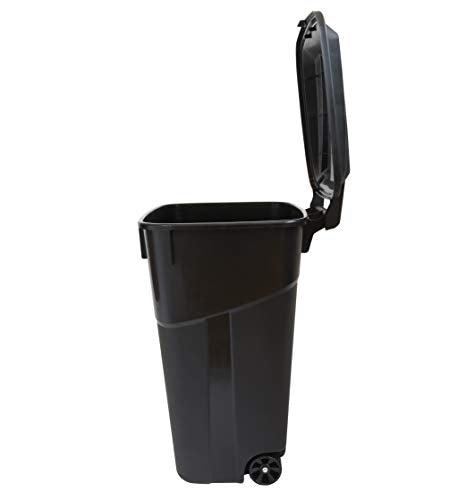 32 Gallon Outdoor Waste Garbage Bin with Attached Lid, Wheeled Trashcan C478