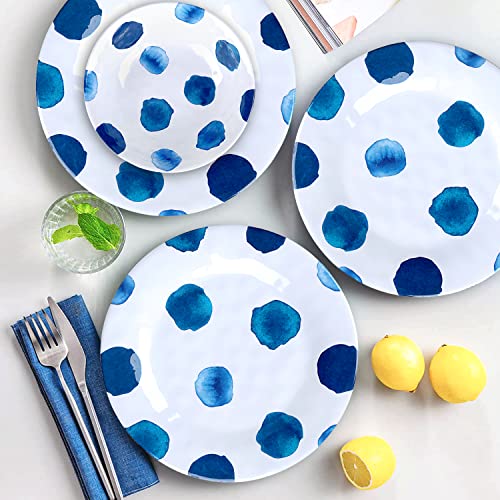 Melamine Dinnerware Set 16 Pcs, Unbreakable Plates Bowls Cups for 4 L871