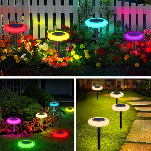 Solar Lights Outdoor, Color Changing with Remote, Pathway Lights for Garden Yard (6 Pack) A105329