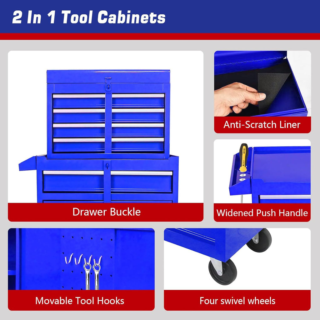 Rolling Tool Chest with 5 Drawers and Adjustable Shelf J882433