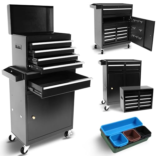 5-Drawer Rolling Tool Chest with Detachable Top Tool Box and Lockable Wheels M981052